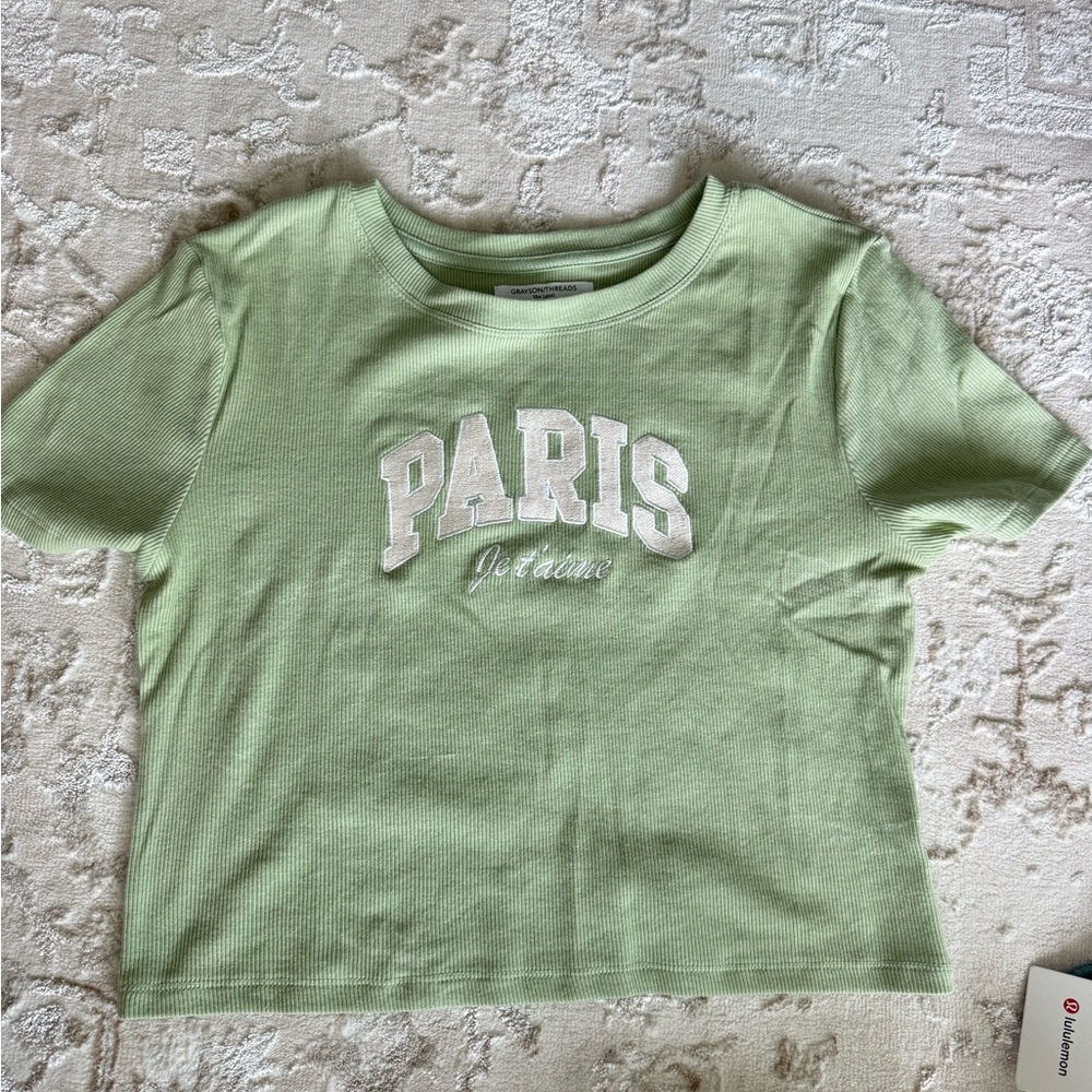 Green Shirt with Paris Print